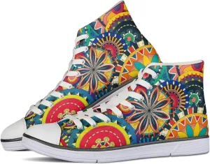 Canvas Shoes for Women Lightweight High Top Sneakers Teens Girls Cute Printed Lace Up Casual Classic Walking Shoes