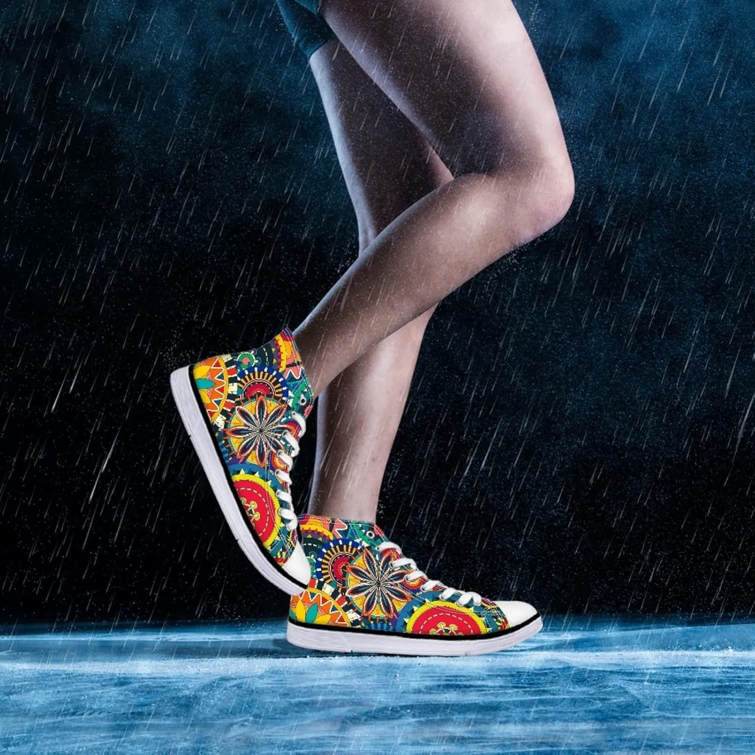 Canvas Shoes for Women Lightweight High Top Sneakers Teens Girls Cute Printed Lace Up Casual Classic Walking Shoes