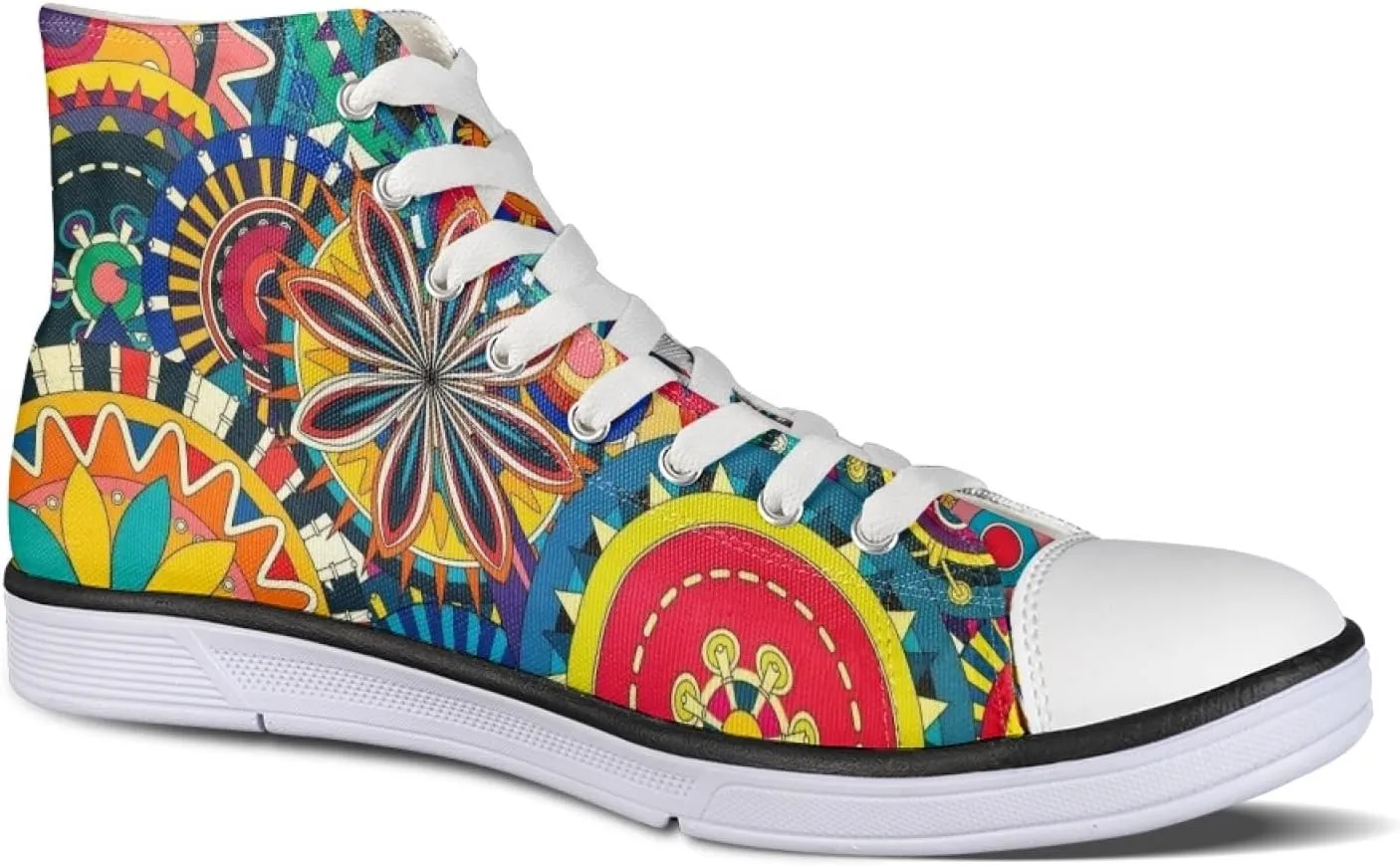 Canvas Shoes for Women Lightweight High Top Sneakers Teens Girls Cute Printed Lace Up Casual Classic Walking Shoes