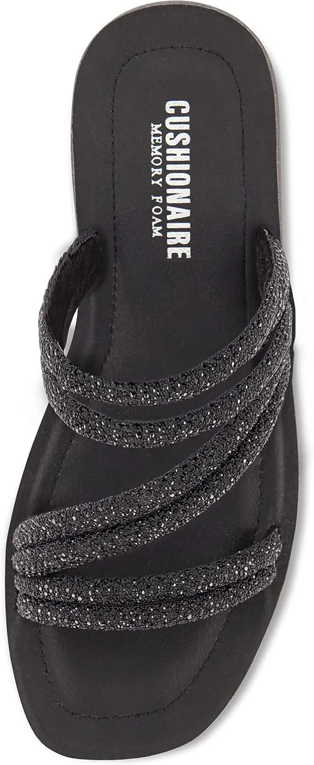 CUSHIONAIRE Women's Athena rhinestone sandal  Memory Foam