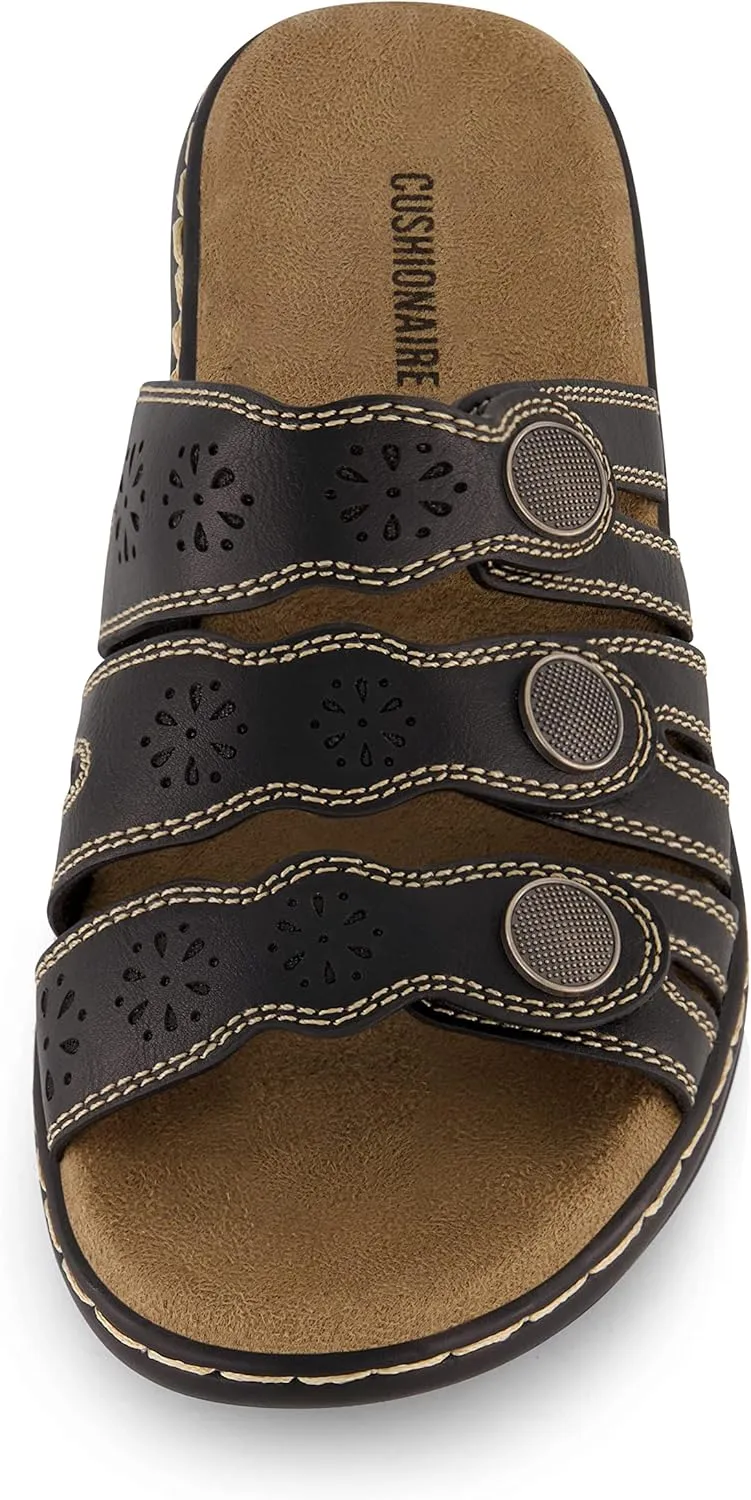 CUSHIONAIRE Women's Barret comfort sandal with  Comfort Foam and Wide Widths Available