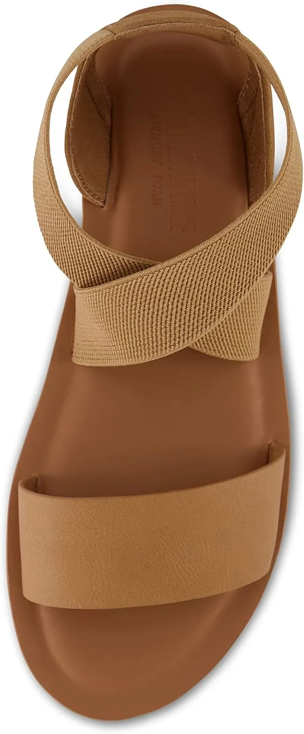 CUSHIONAIRE Women's Chancy stretch gore sandal  Memory Foam and Wide Widths Available