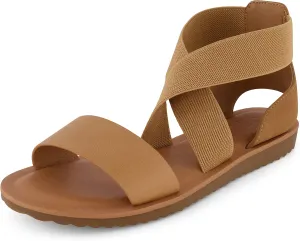 CUSHIONAIRE Women's Chancy stretch gore sandal  Memory Foam and Wide Widths Available