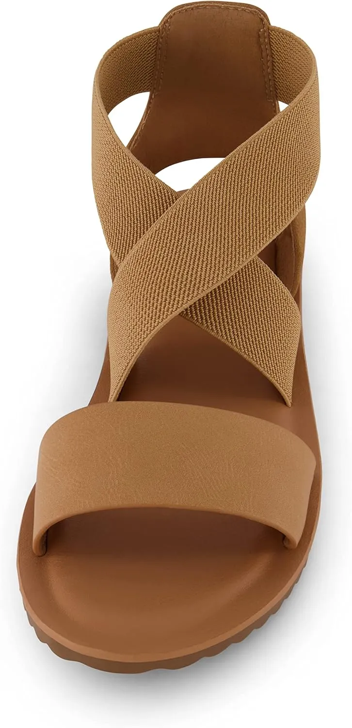 CUSHIONAIRE Women's Chancy stretch gore sandal  Memory Foam and Wide Widths Available