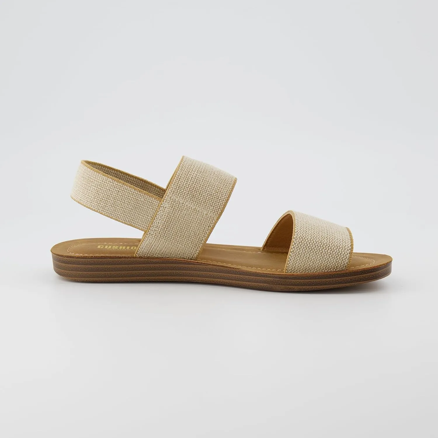 CUSHIONAIRE Women's Gabi stretch linen sandal  Memory Foam padding
