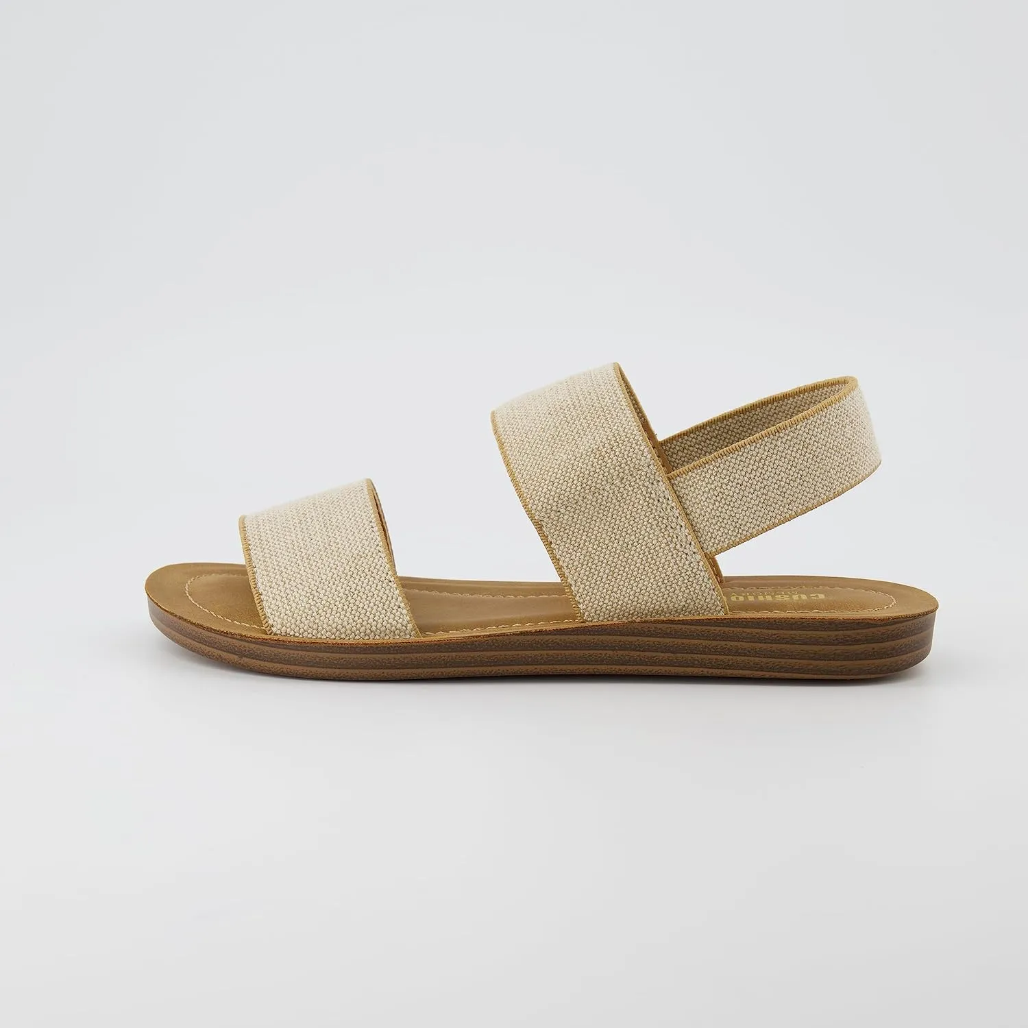 CUSHIONAIRE Women's Gabi stretch linen sandal  Memory Foam padding