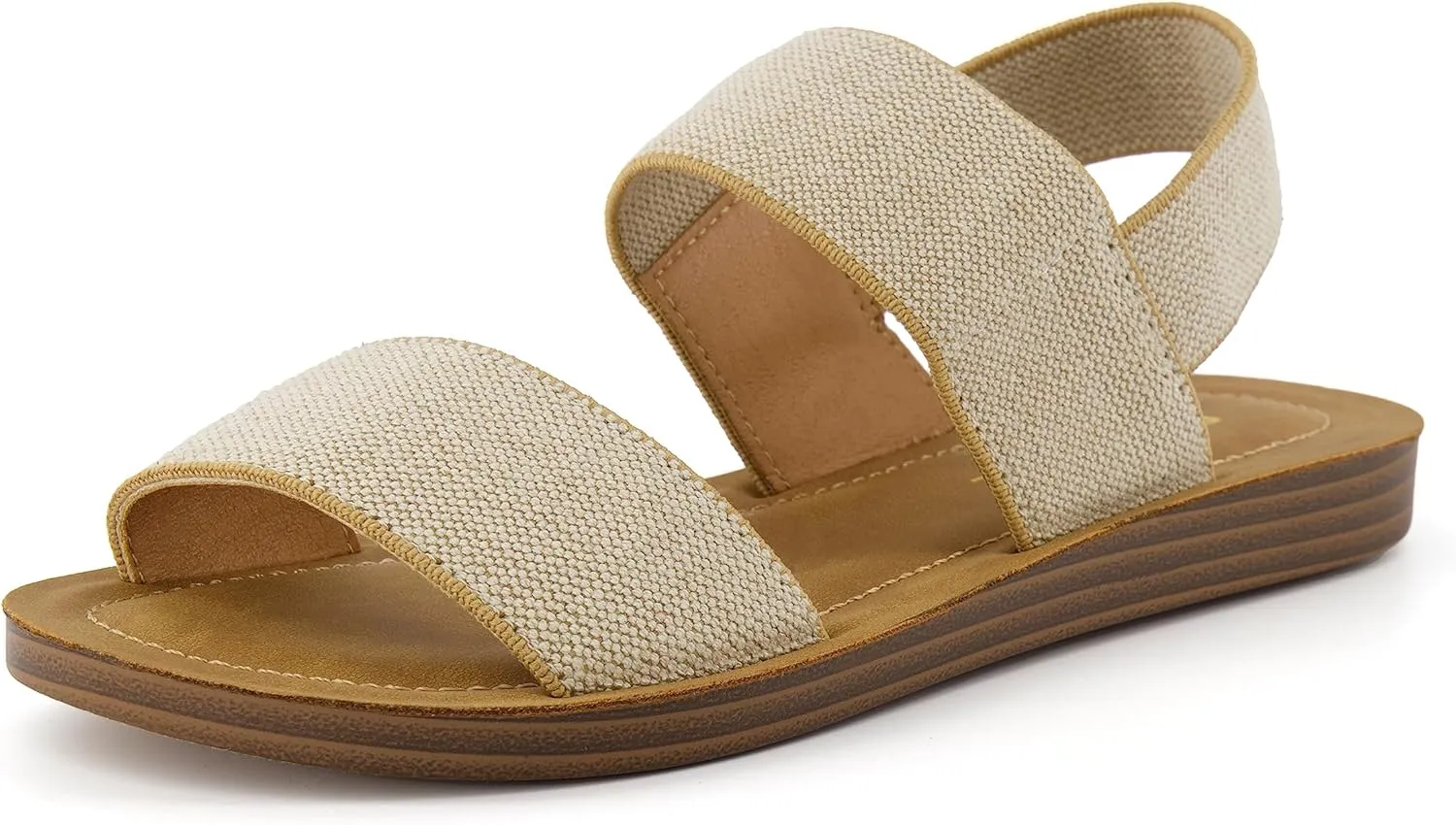 CUSHIONAIRE Women's Gabi stretch linen sandal  Memory Foam padding
