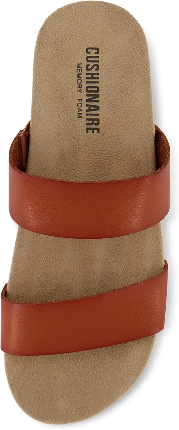 CUSHIONAIRE Women's Jaimy 2 band footbed slide sandal  Memory Foam