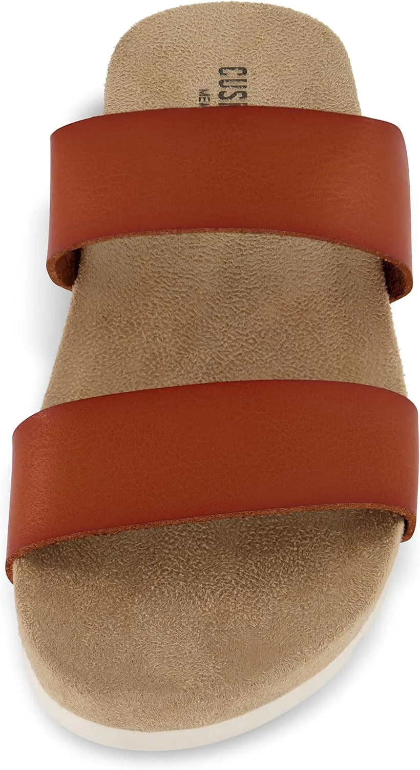 CUSHIONAIRE Women's Jaimy 2 band footbed slide sandal  Memory Foam