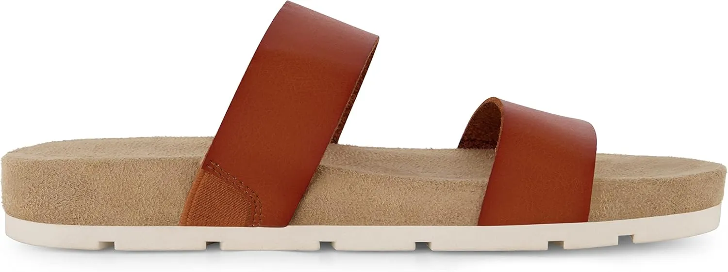 CUSHIONAIRE Women's Jaimy 2 band footbed slide sandal  Memory Foam