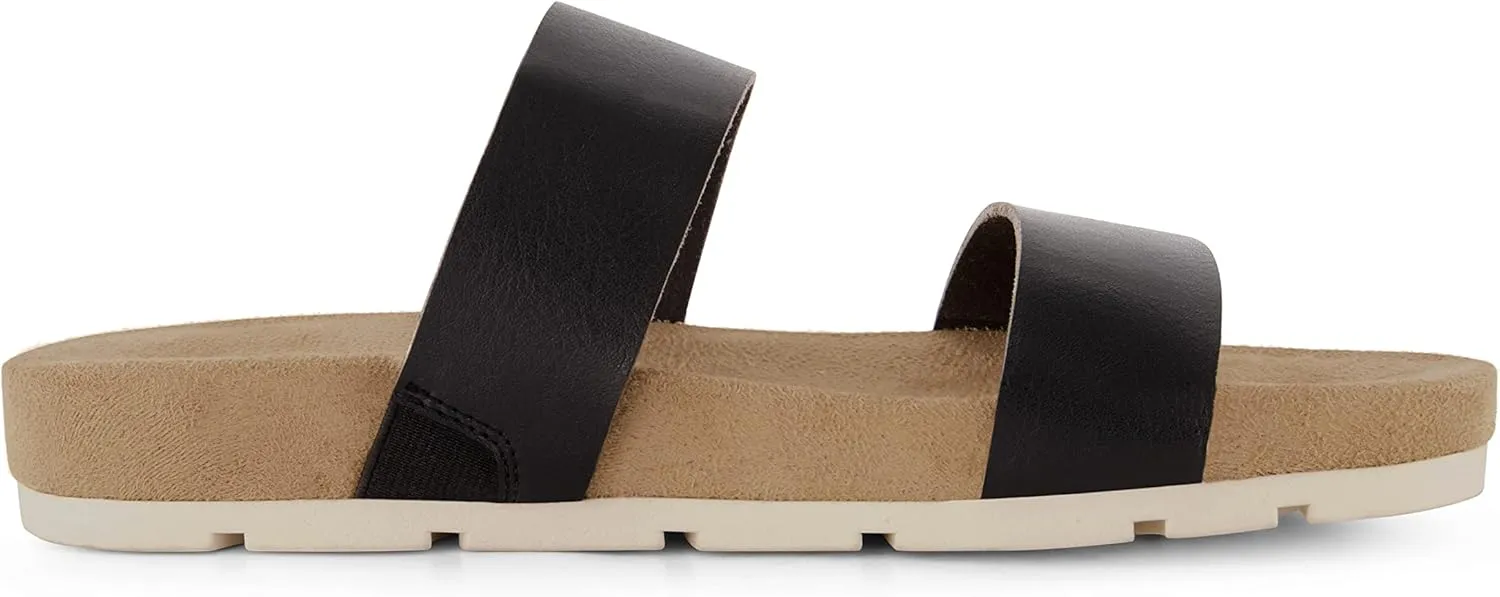 CUSHIONAIRE Women's Jaimy 2 band footbed slide sandal  Memory Foam