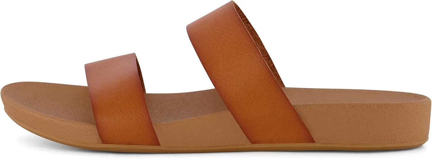 CUSHIONAIRE Women's Josie 2 band slide footbed sandal  Comfort Foam