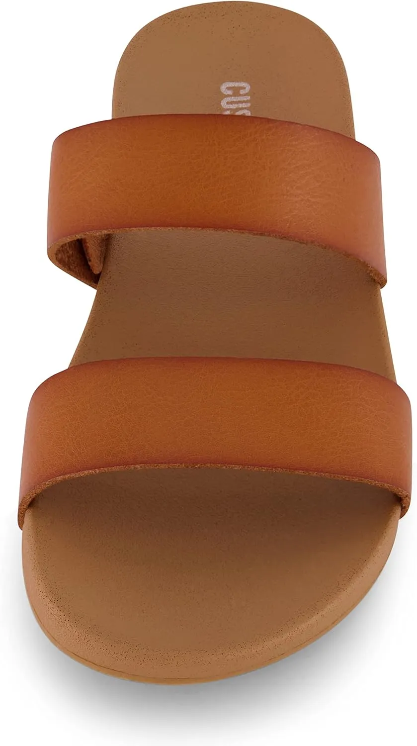 CUSHIONAIRE Women's Josie 2 band slide footbed sandal  Comfort Foam
