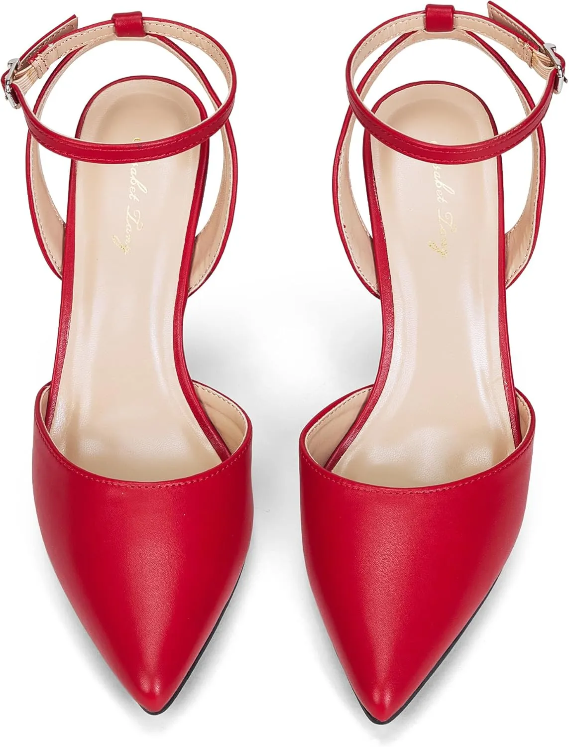 Elisabet Tang 3.42 inch Trendy Ankle Strap Pumps for Women - Sexy Closed Pointed Toe mid Stiletto Heels for Prom Party