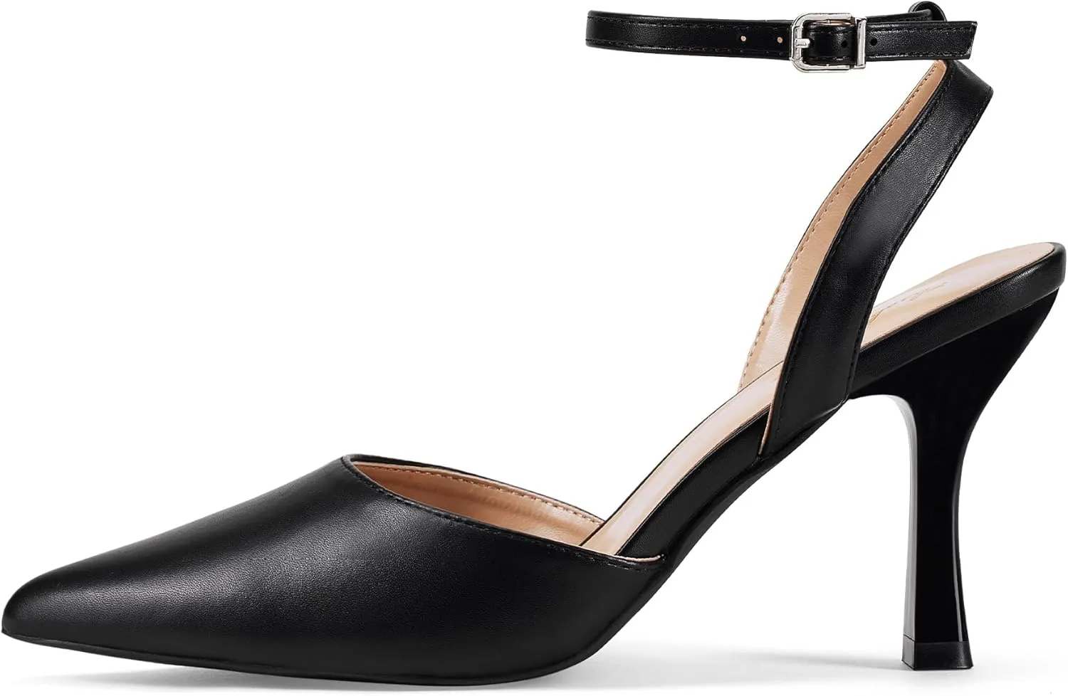 Elisabet Tang 3.42 inch Trendy Ankle Strap Pumps for Women - Sexy Closed Pointed Toe mid Stiletto Heels for Prom Party
