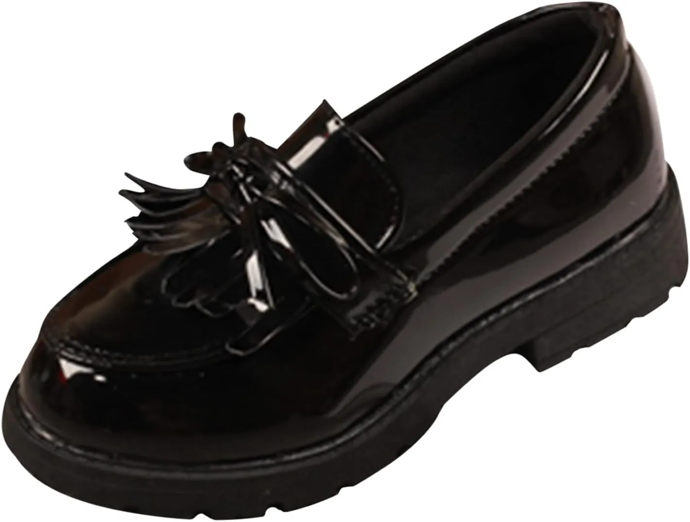EnJoCho Toddler Running Shoes Girls Slip On Leather Loafer Tassel Bow Flats School Dress Shoes Outdoor For Girls