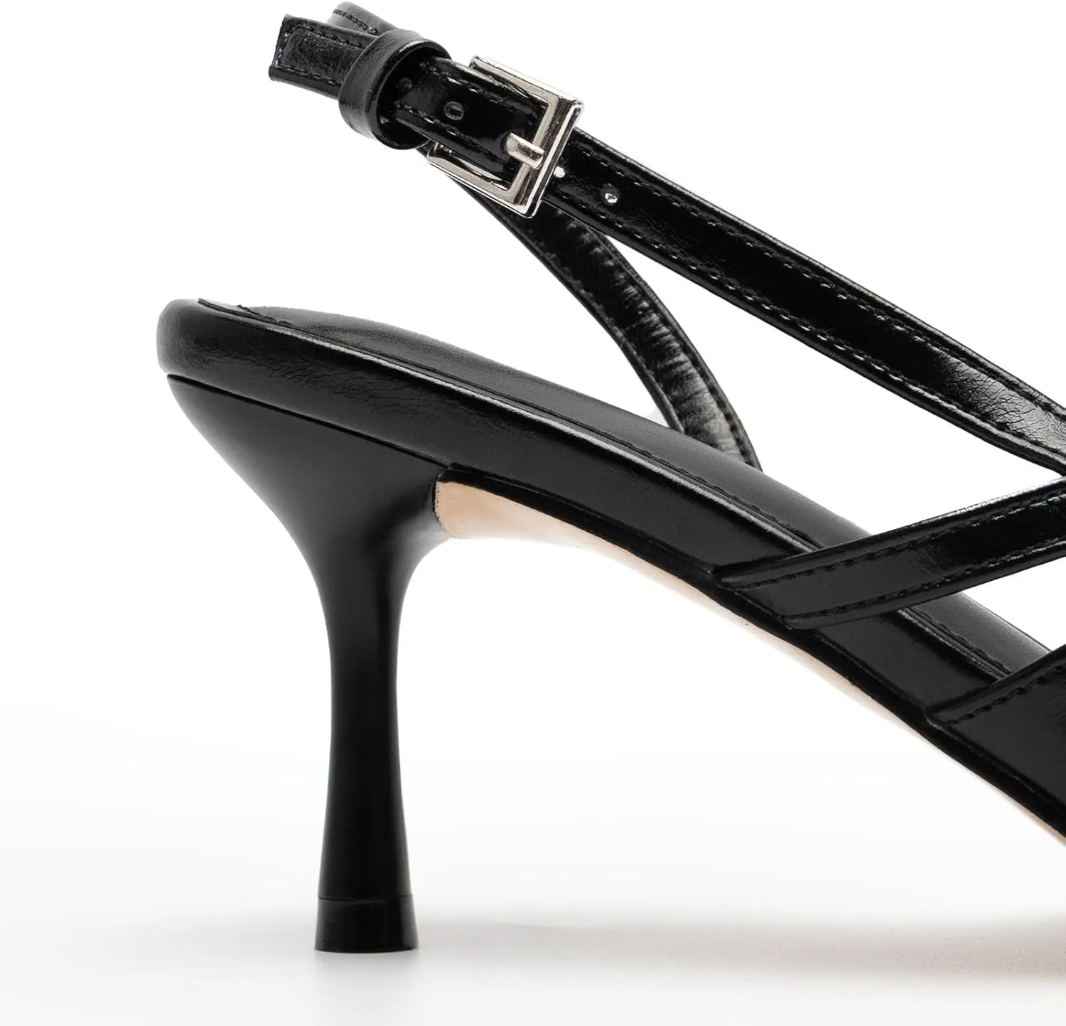KaroNairy Kitten Heels for Women Pointed Toe Slingback Heels Closed Toe Wedding Dress Pumps with Buckles