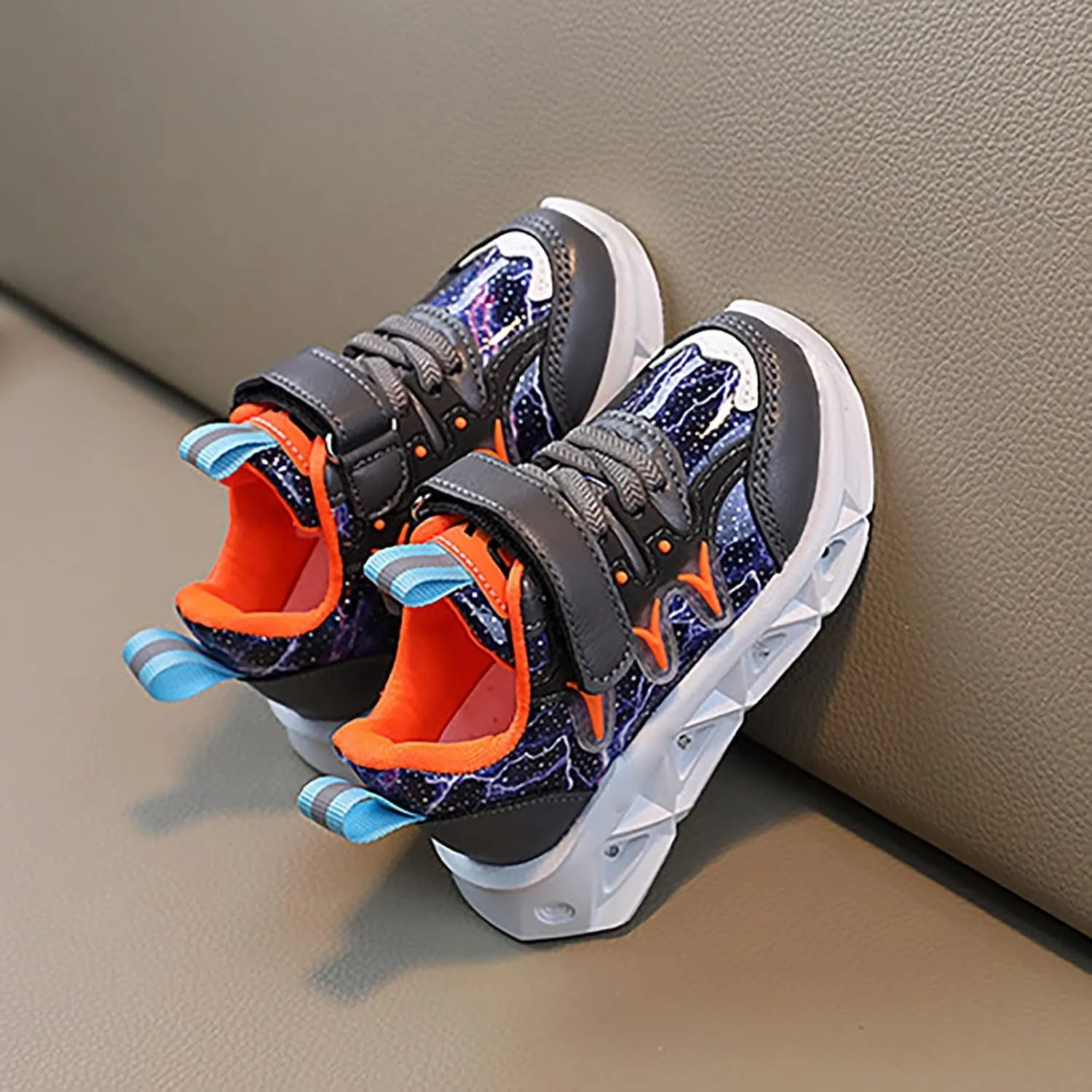 Kids Light Up Running Shoes Lightweight Non-Slip Toddler Baby Boys Girls Sneaker Athletic Shoes with Strap