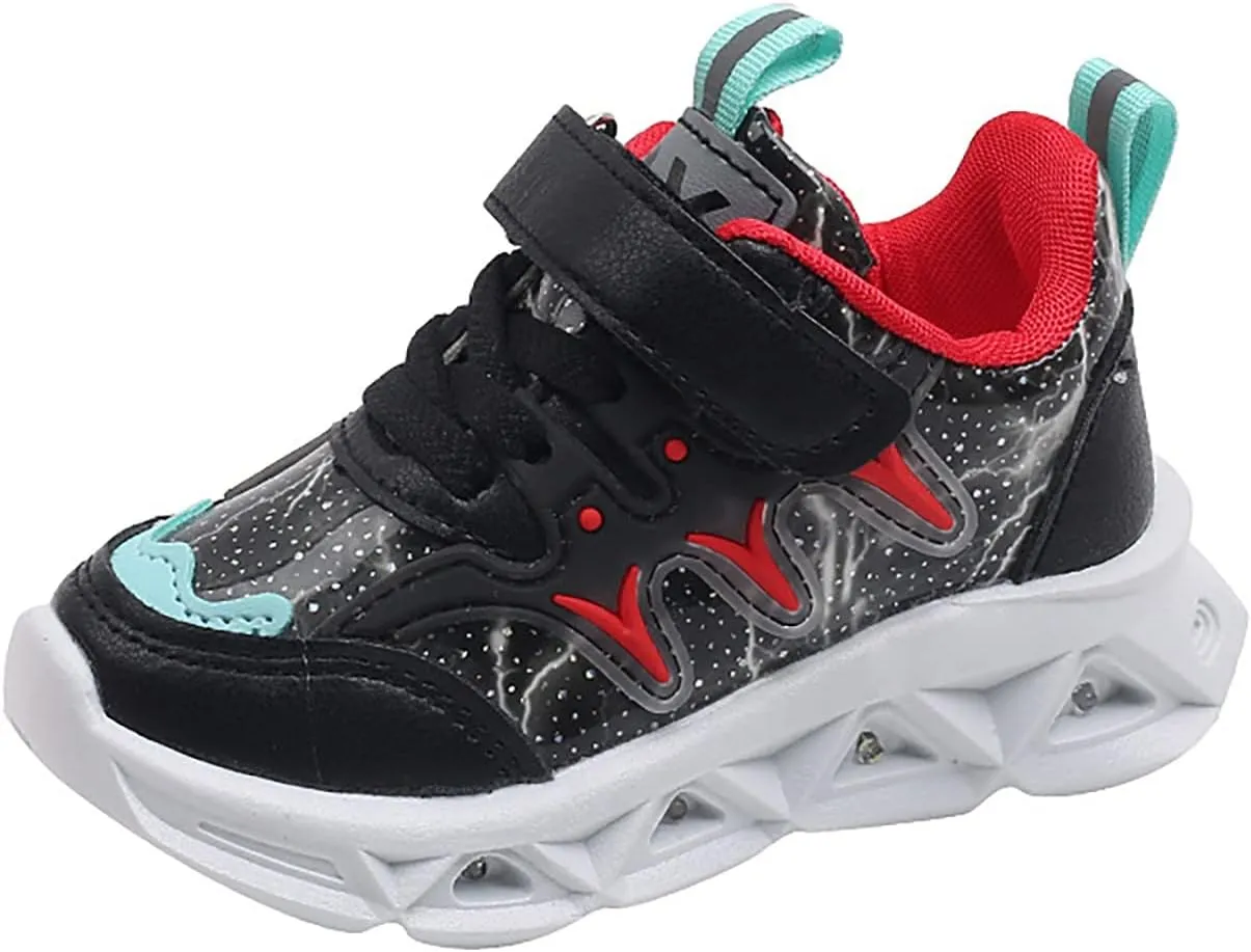 Kids Light Up Running Shoes Lightweight Non-Slip Toddler Baby Boys Girls Sneaker Athletic Shoes with Strap