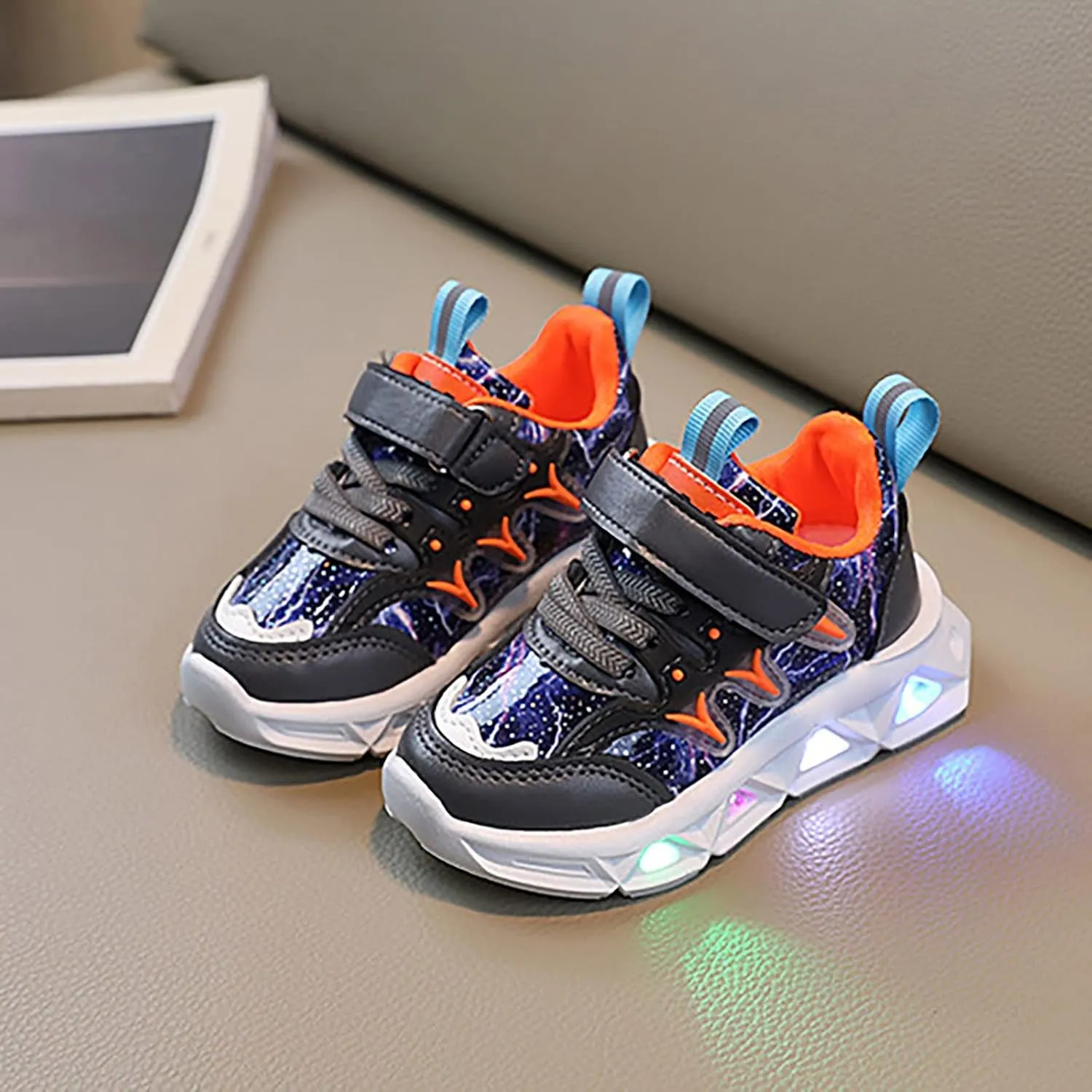 Kids Light Up Running Shoes Lightweight Non-Slip Toddler Baby Boys Girls Sneaker Athletic Shoes with Strap