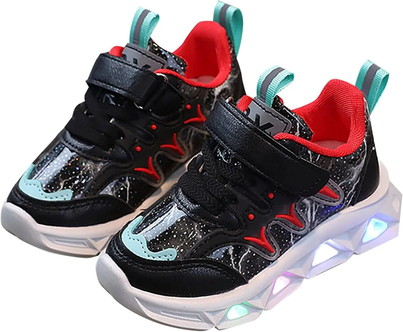 Kids Light Up Running Shoes Lightweight Non-Slip Toddler Baby Boys Girls Sneaker Athletic Shoes with Strap