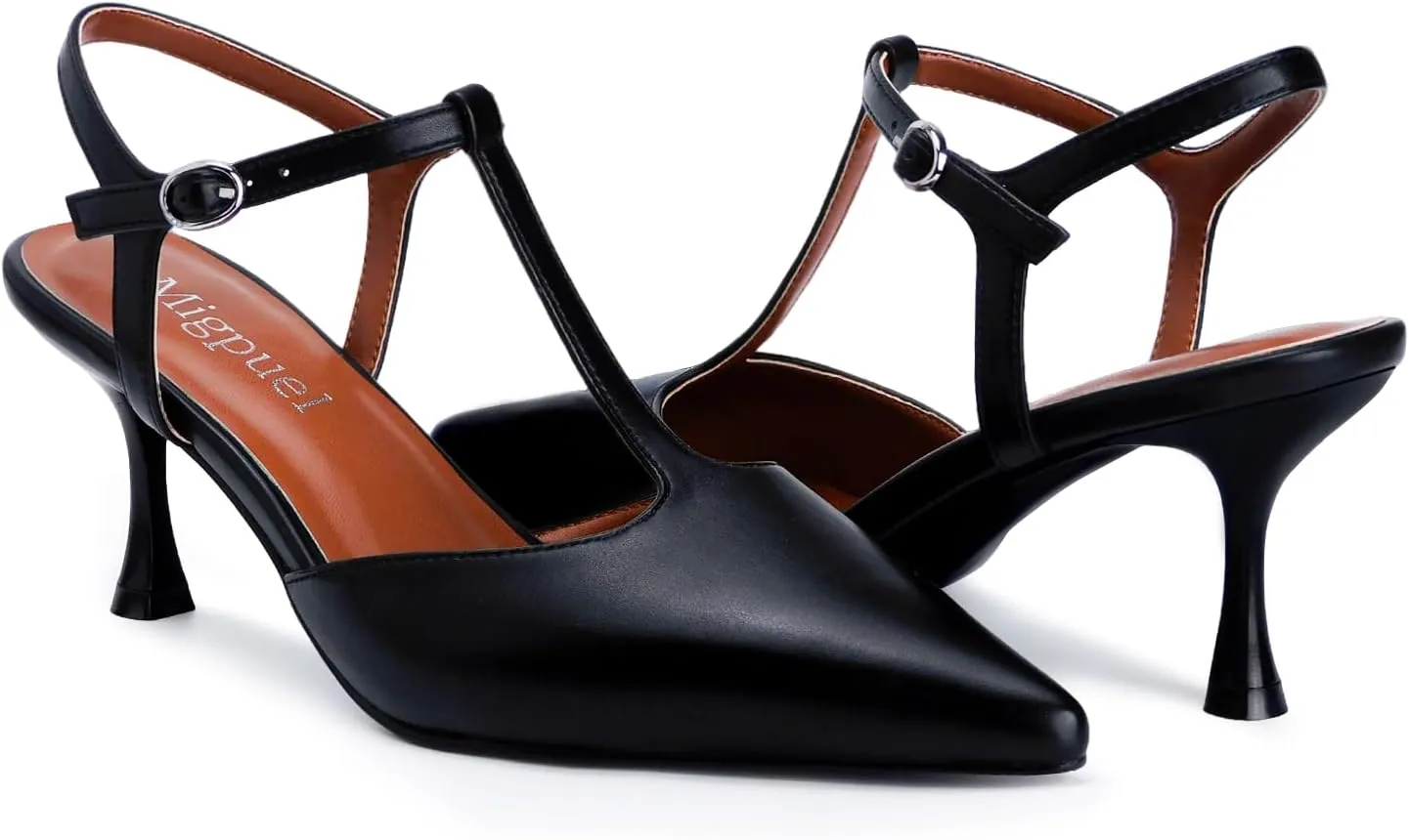 Kitten Heels for Women Pointed Closed Toe Pumps Ankle Strap Wedding Prom Stiletto Sandals Dress Shoes
