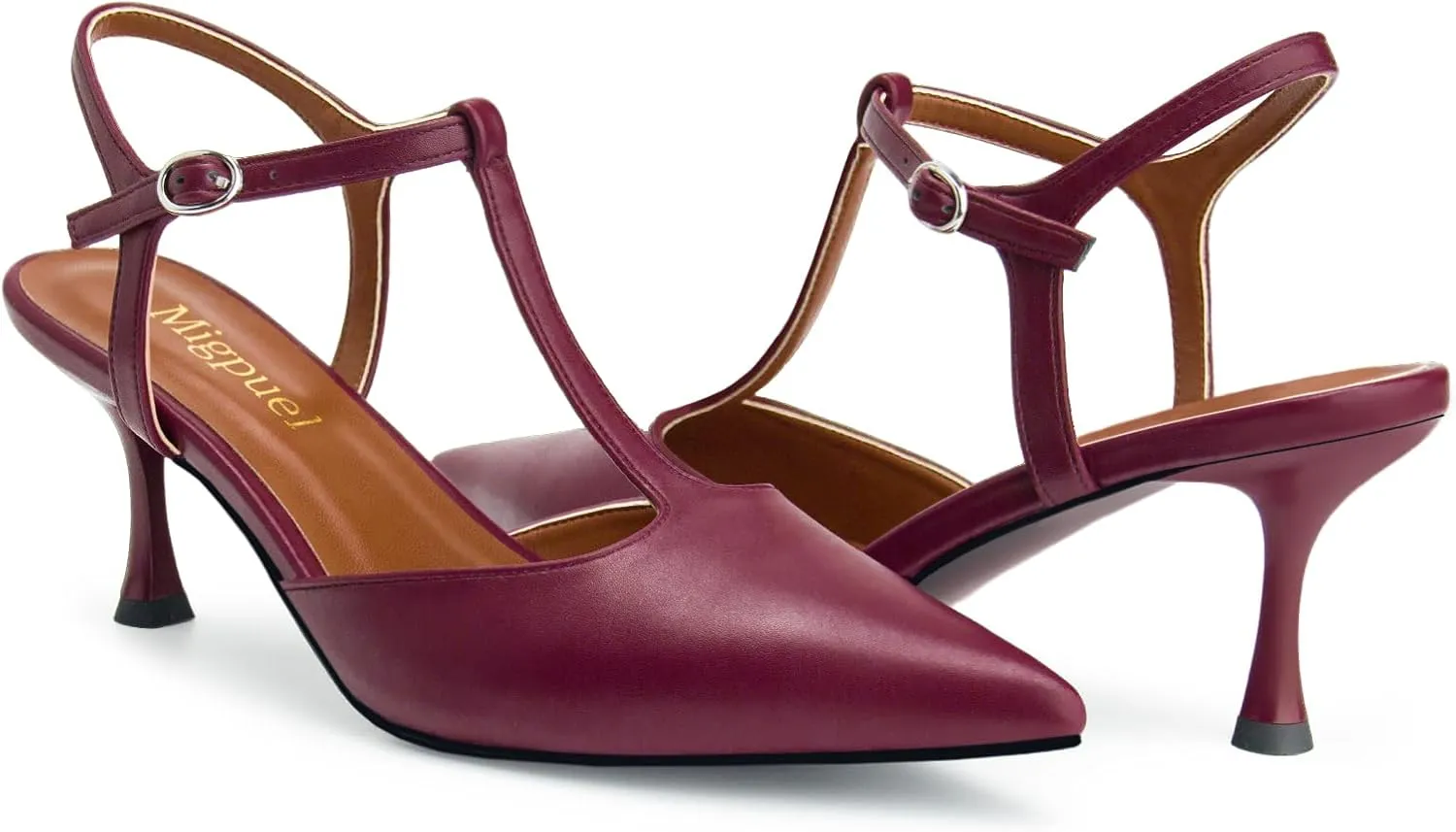 Kitten Heels for Women Pointed Closed Toe Pumps Ankle Strap Wedding Prom Stiletto Sandals Dress Shoes