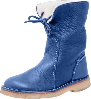 Leather Water Proof Insulated Boots for Women Fashionable Solid Mid Calf Boots Fleece Lined Puffy Snow Boots for Women
