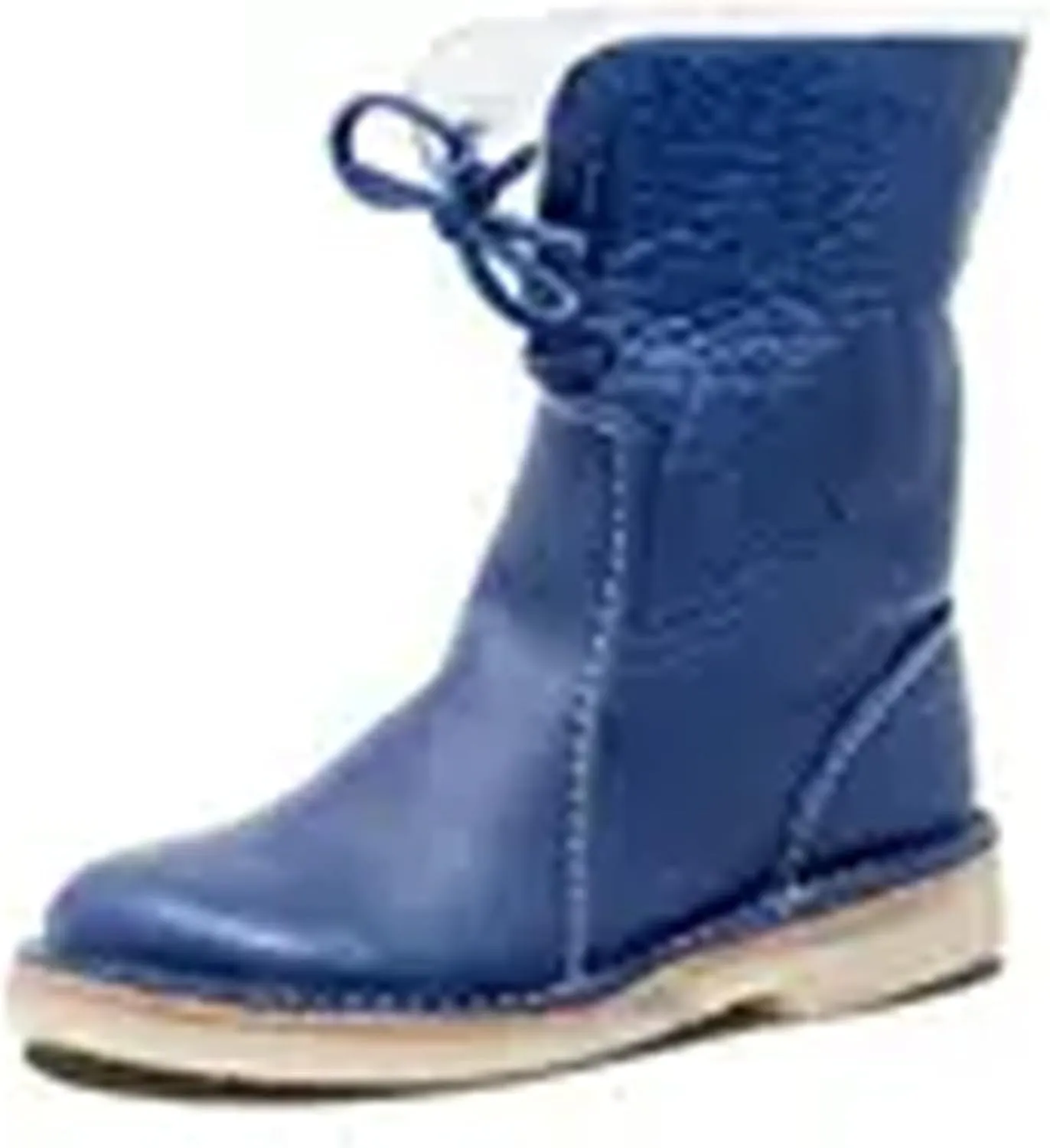 Leather Water Proof Insulated Boots for Women Fashionable Solid Mid Calf Boots Fleece Lined Puffy Snow Boots for Women