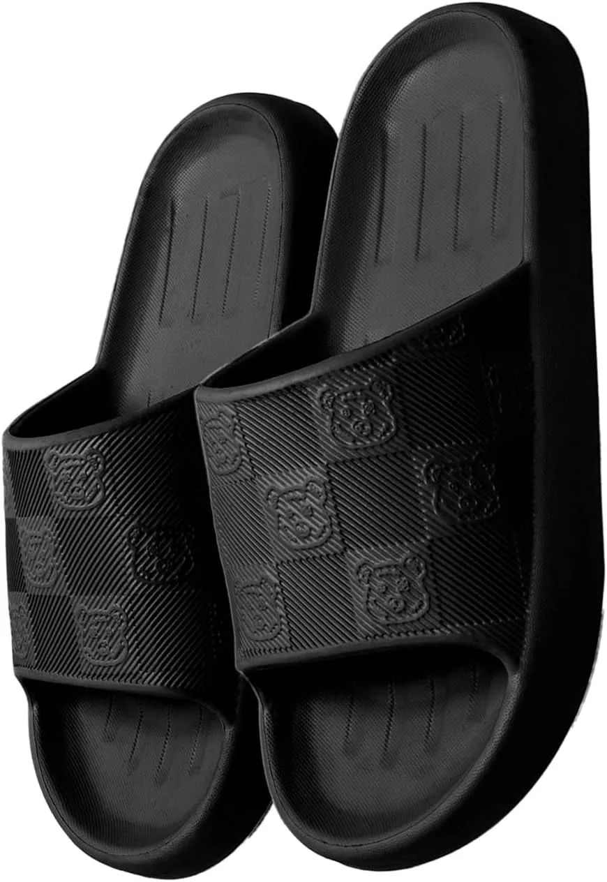 Loizziuy Bear Cool Slippers Indoor Home Bathroom Bath Anti-slip EVA Slides Flip Flops Sandals for Vacation Casual Womens Girls