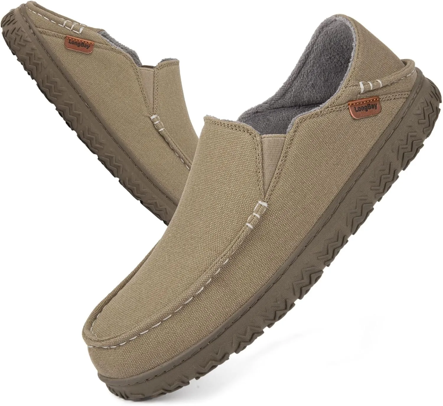 LongBay Men's Moccasin Slippers Cozy Breathable Memory Foam House Shoes for Indoor Outdoor
