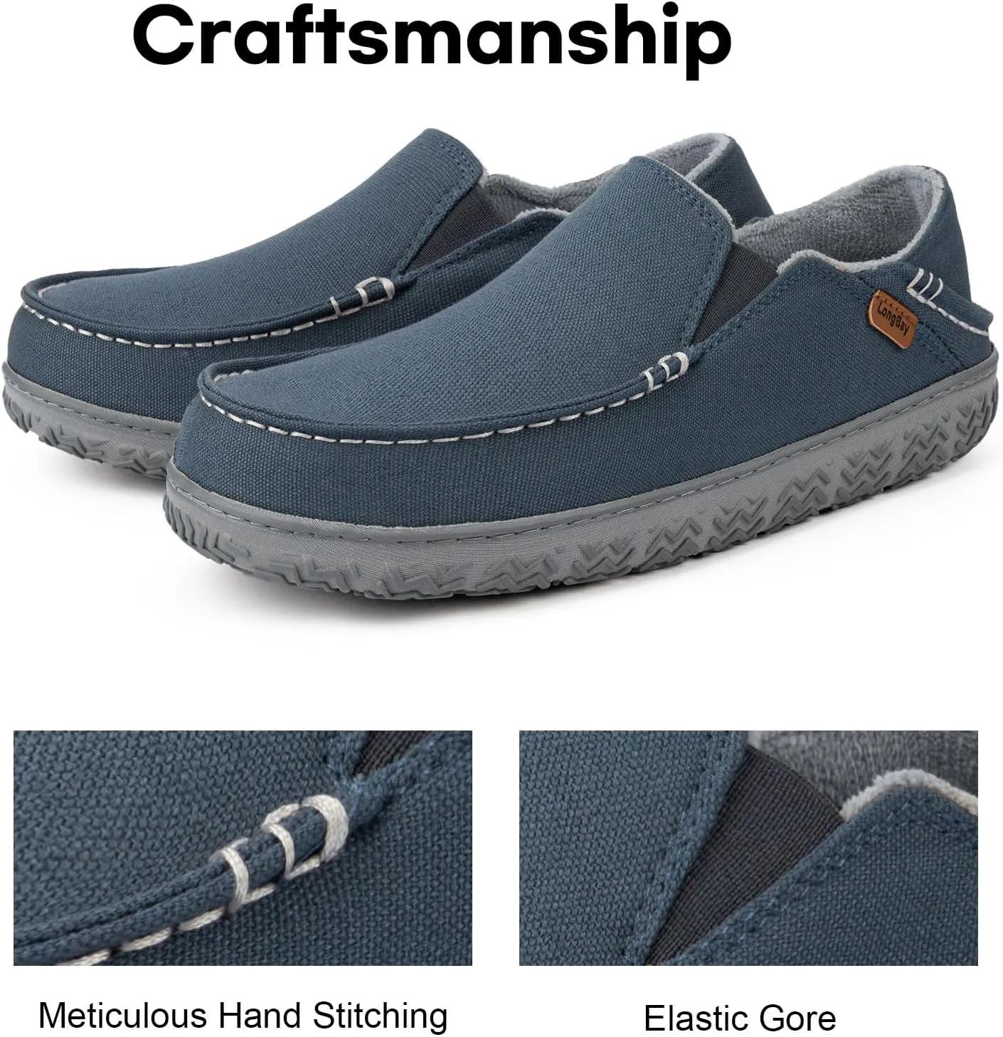 LongBay Men's Moccasin Slippers Cozy Breathable Memory Foam House Shoes for Indoor Outdoor