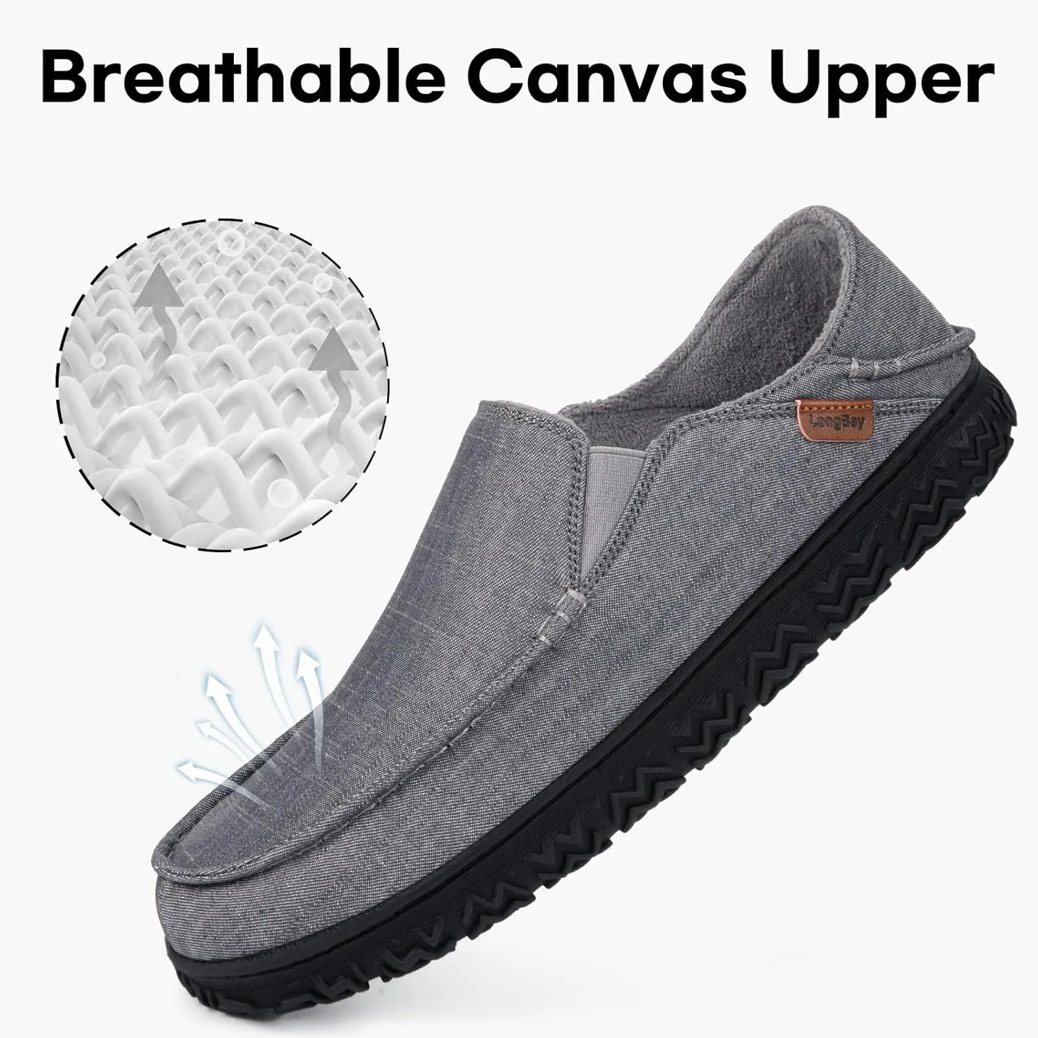 LongBay Men's Moccasin Slippers Cozy Breathable Memory Foam House Shoes for Indoor Outdoor