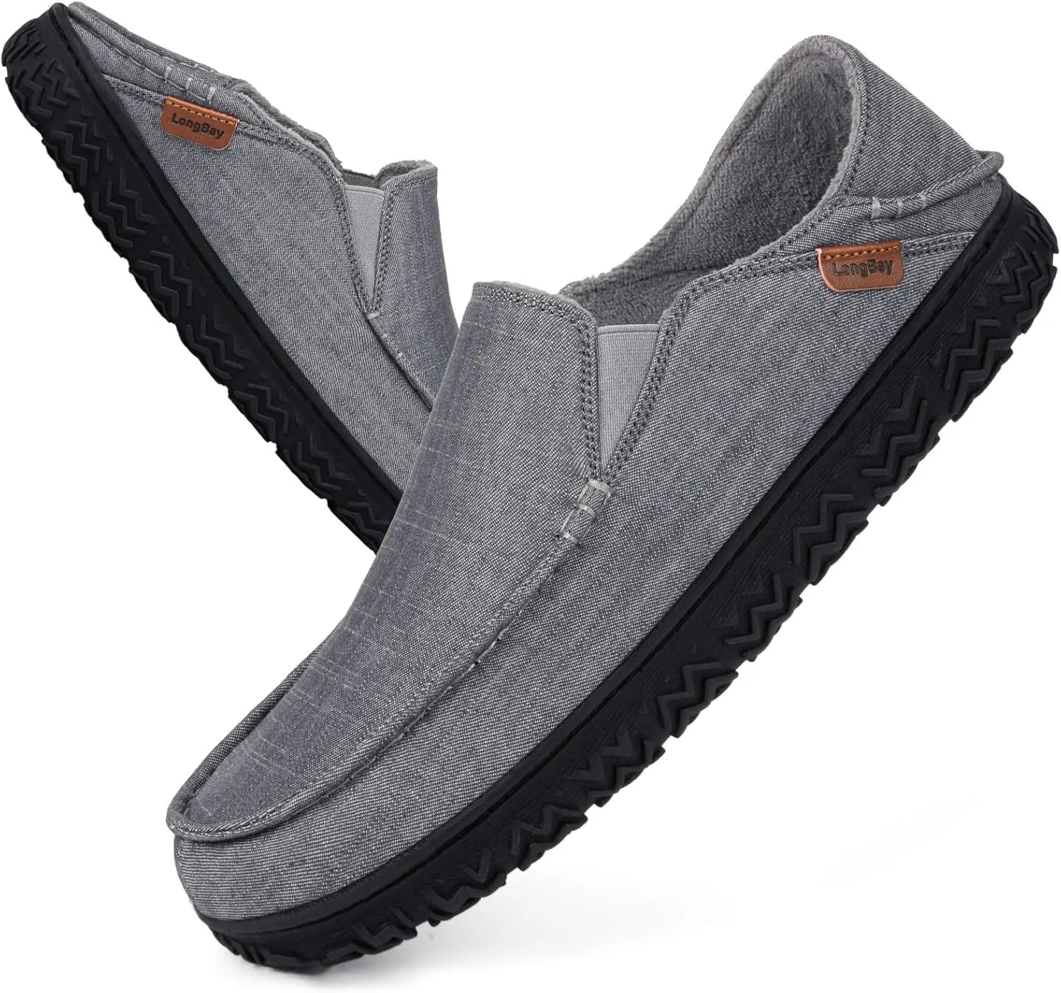 LongBay Men's Moccasin Slippers Cozy Breathable Memory Foam House Shoes for Indoor Outdoor