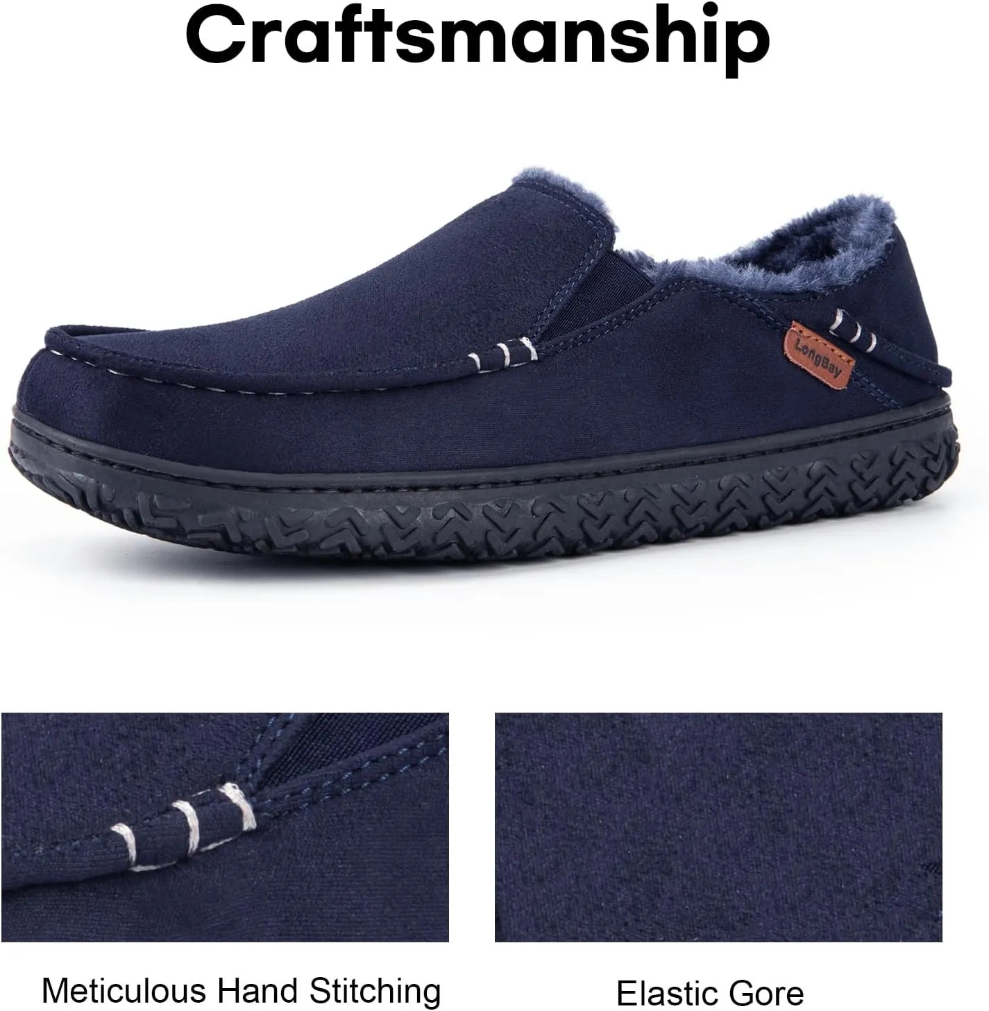 LongBay Men's Moccasin Slippers Cozy Breathable Memory Foam House Shoes for Indoor Outdoor