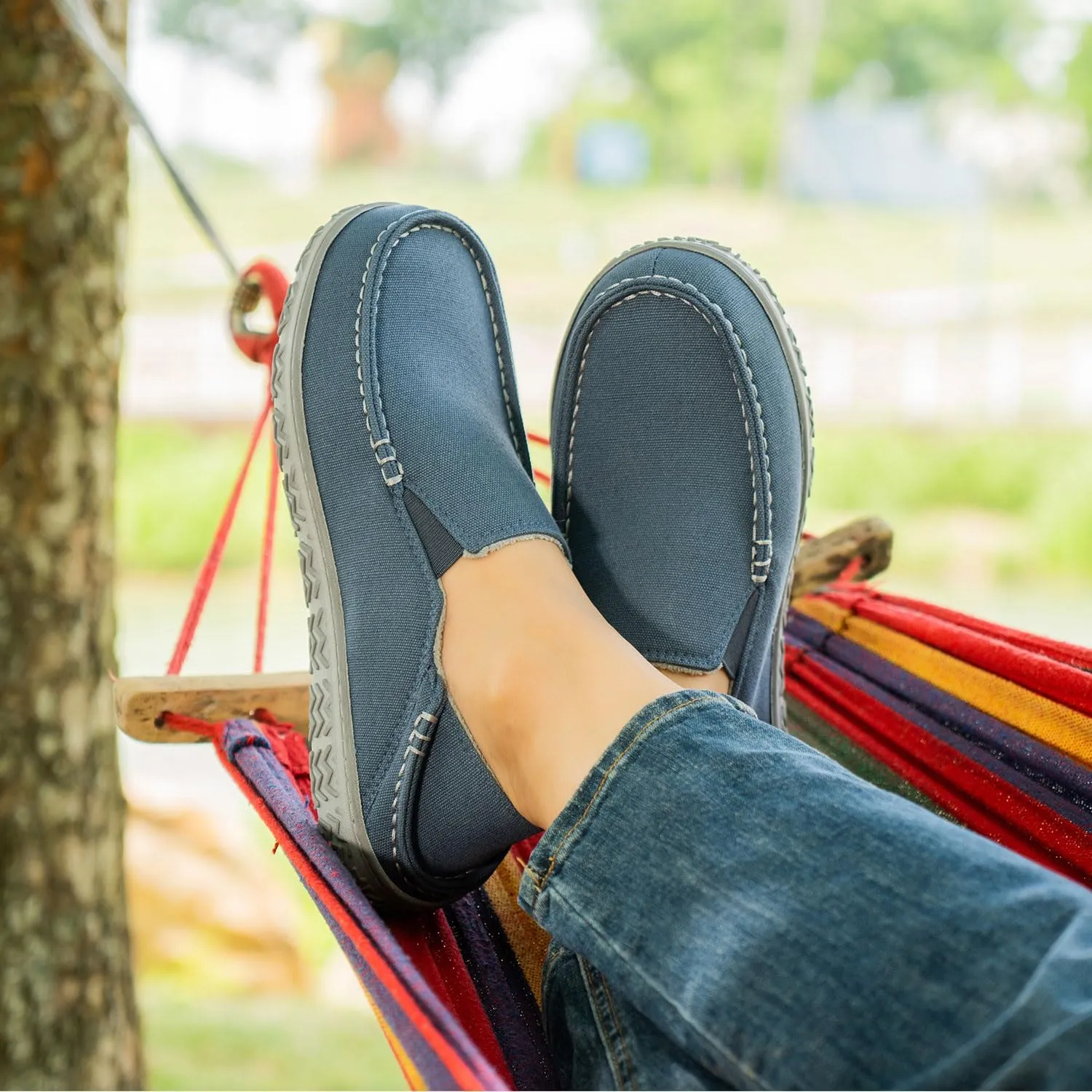 LongBay Men's Moccasin Slippers Cozy Breathable Memory Foam House Shoes for Indoor Outdoor
