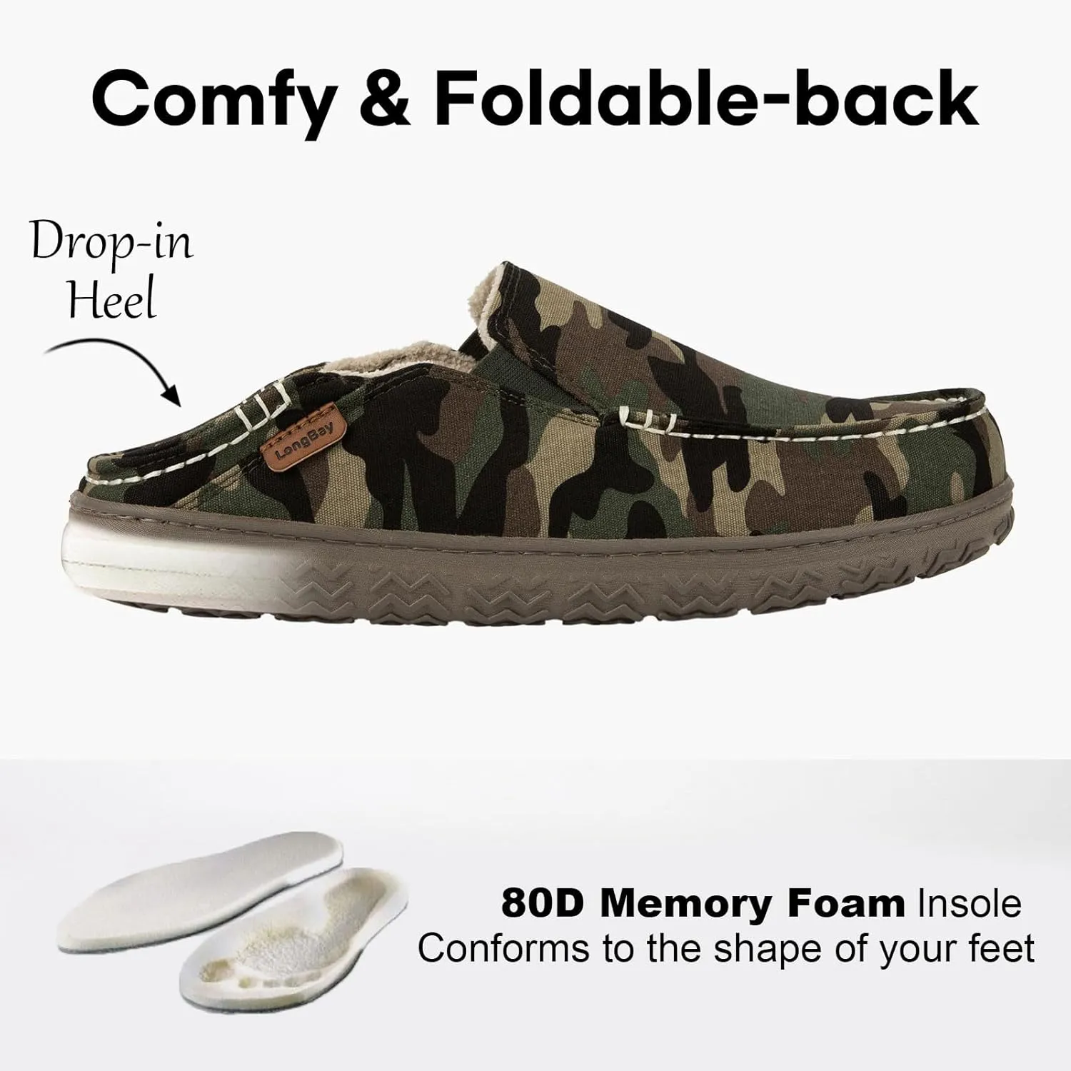 LongBay Men's Moccasin Slippers Cozy Breathable Memory Foam House Shoes for Indoor Outdoor