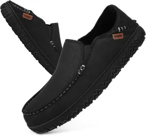 LongBay Men's Moccasin Slippers Cozy Breathable Memory Foam House Shoes for Indoor Outdoor