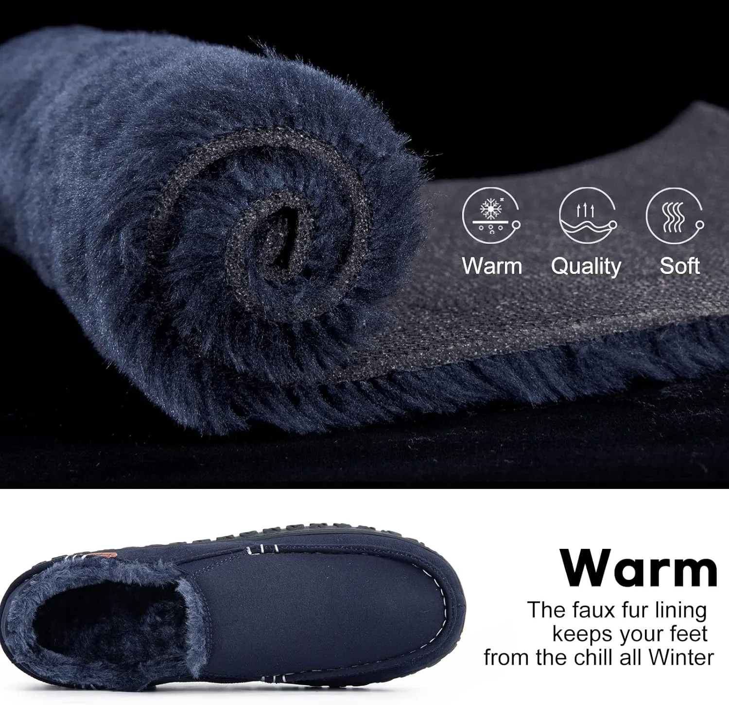 LongBay Men's Moccasin Slippers Cozy Breathable Memory Foam House Shoes for Indoor Outdoor