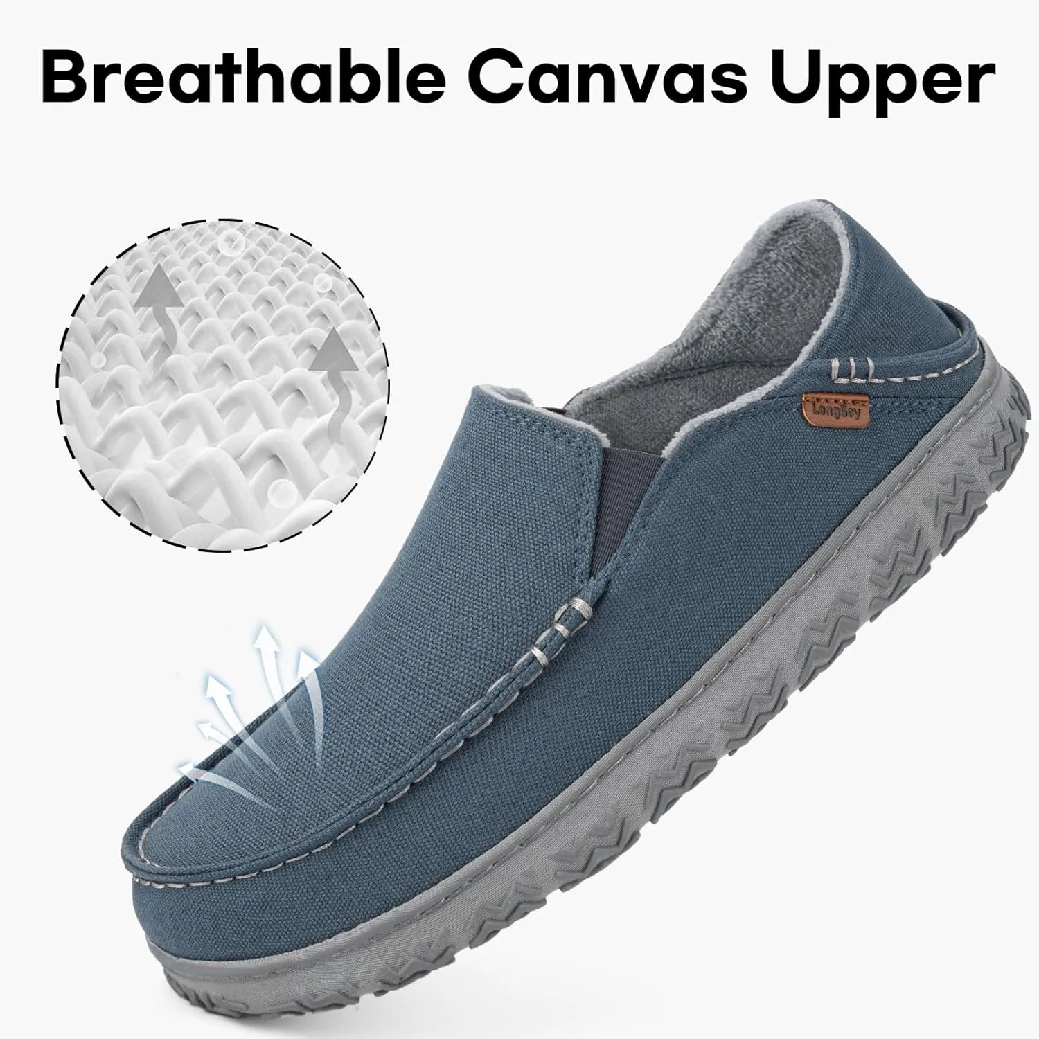 LongBay Men's Moccasin Slippers Cozy Breathable Memory Foam House Shoes for Indoor Outdoor