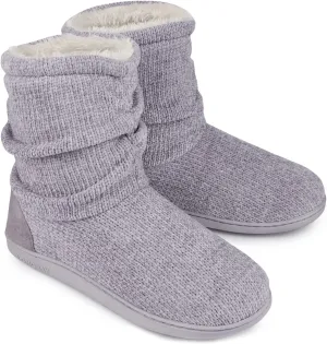 LongBay Women's Chenille Knit Bootie Slippers Cute Warm Plush Fleece Memory Foam House Shoes