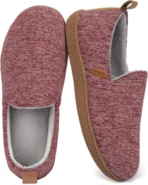 LongBay Women's Memory Foam House Shoes Cozy Brushed Jersey Slippers for Indoor Outdoor