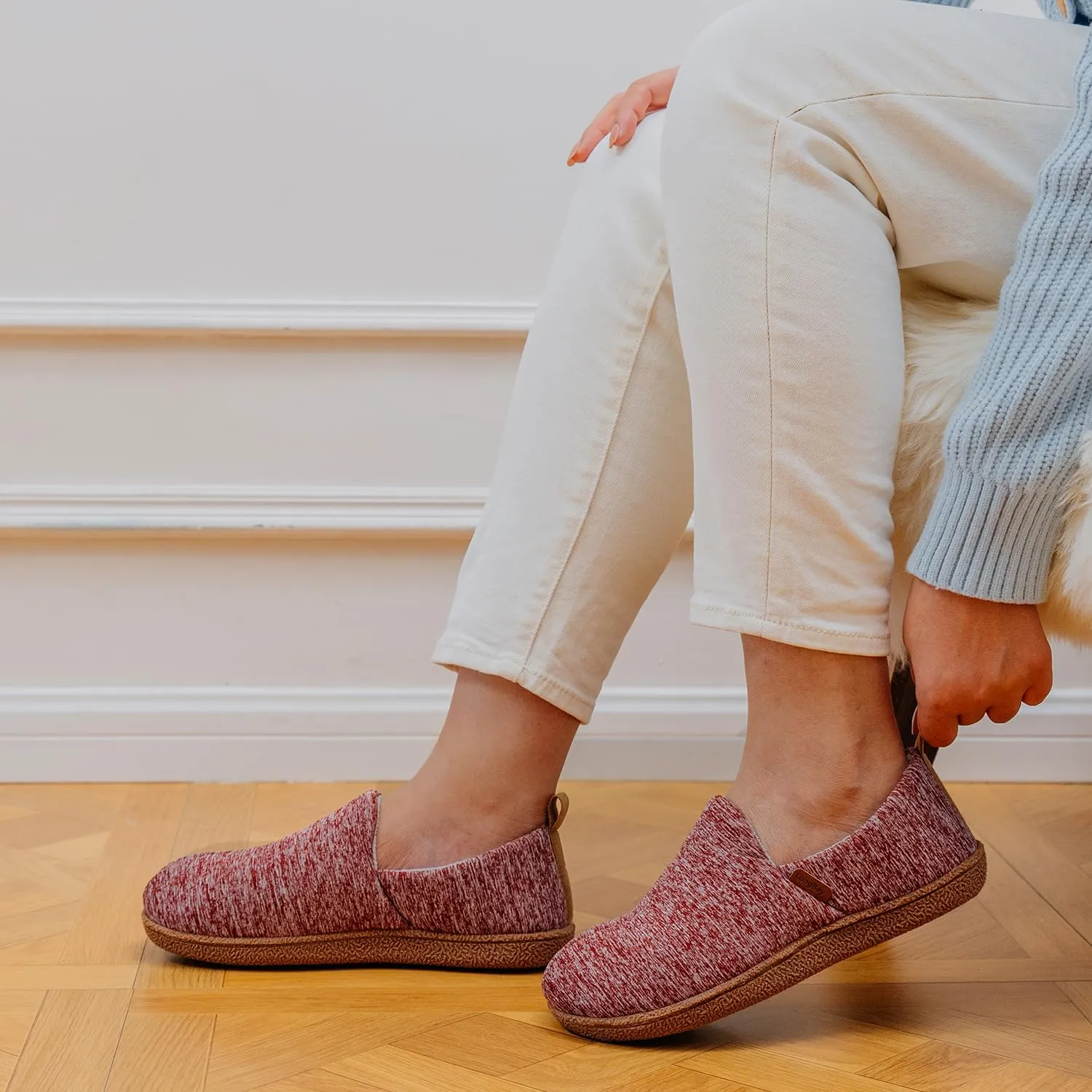 LongBay Women's Memory Foam House Shoes Cozy Brushed Jersey Slippers for Indoor Outdoor