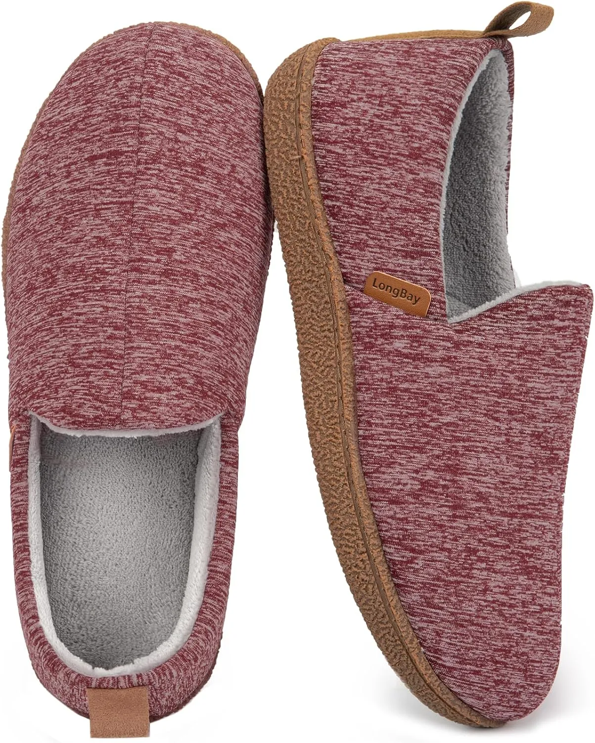 LongBay Women's Memory Foam House Shoes Cozy Brushed Jersey Slippers for Indoor Outdoor