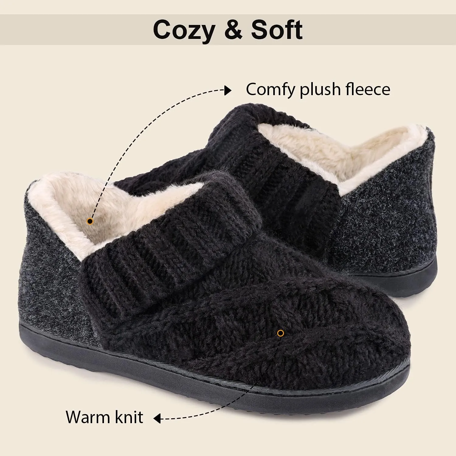 LongBay Women's Warm Bootie Slippers Winter Memory Foam House Shoes for Indoor Outdoor