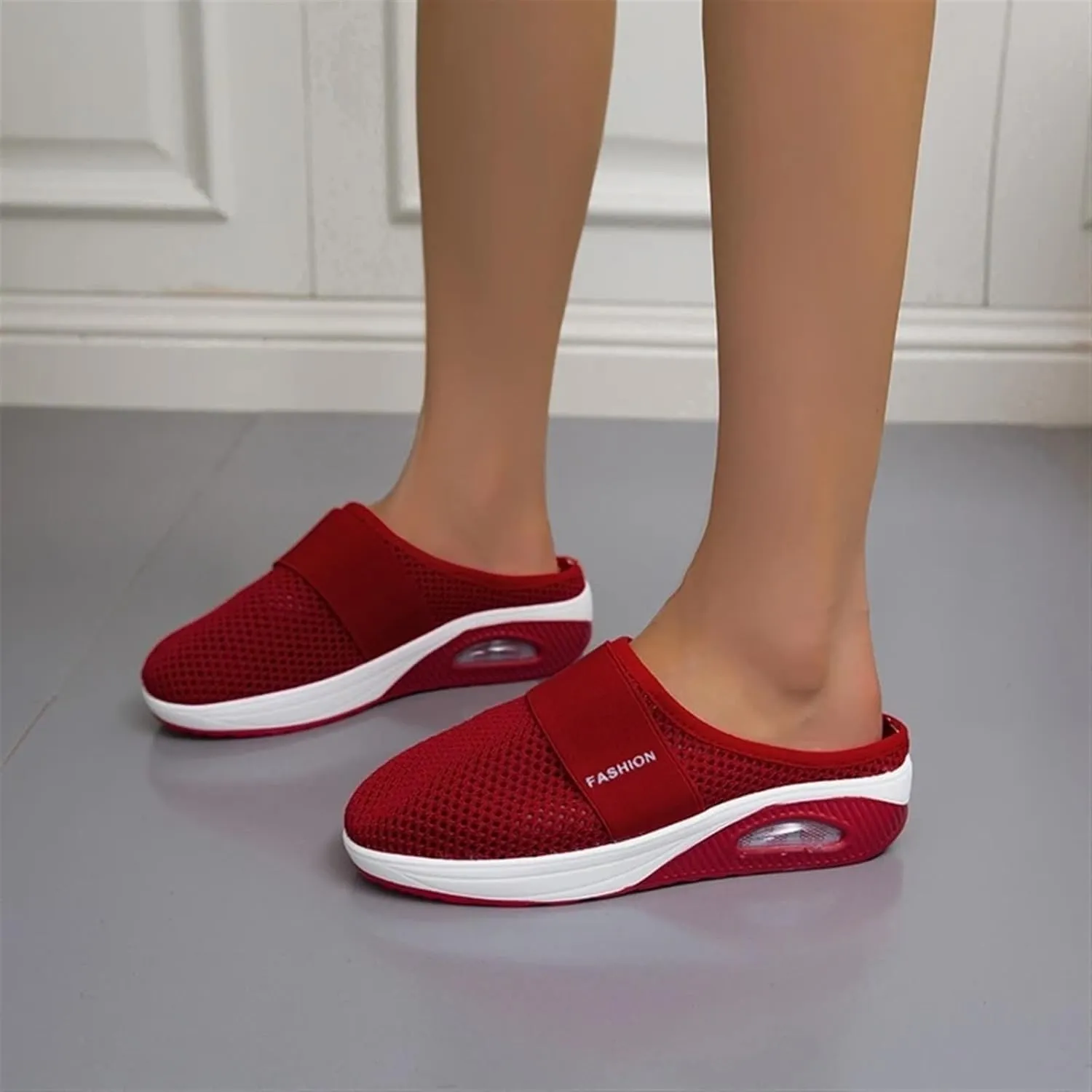 Mmoneyake Mules for Women 2025 Open Back Slip On Shoes Wide Width Clogs Mesh Slippers Air Cushion Orthopedic Diabetic Walking Shoes Backless Breathable Sneakers Closed Toe Slides