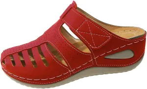 Orthopedic Sandals for Women Comfortable Dressy Closed Toe Platform Sandals Adjustable Strap with Cushioned Insole Slippers for Plantar Fasciitis