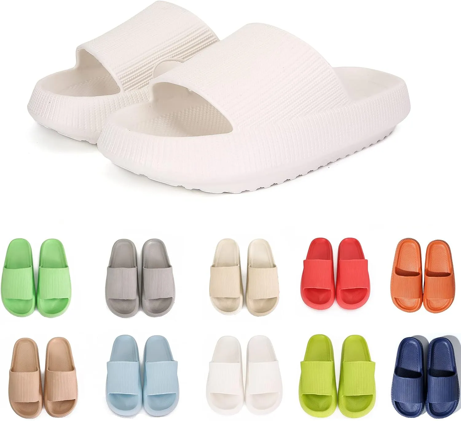 rosyclo Cloud Slippers for Women and Men Massage Thick Sole Non-Slip Shower Slippers Bathroom Super Soft Comfy House Cloud Slide Slippers for Indoor and Outdoor