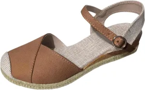 Sandals for Women Closed Toe Crisscross Elastic Ankle Strap Platform Espadrille Wedge Sandals Adjustable Buckle Flat Slide Sandals Canvas Wedge Sandals
