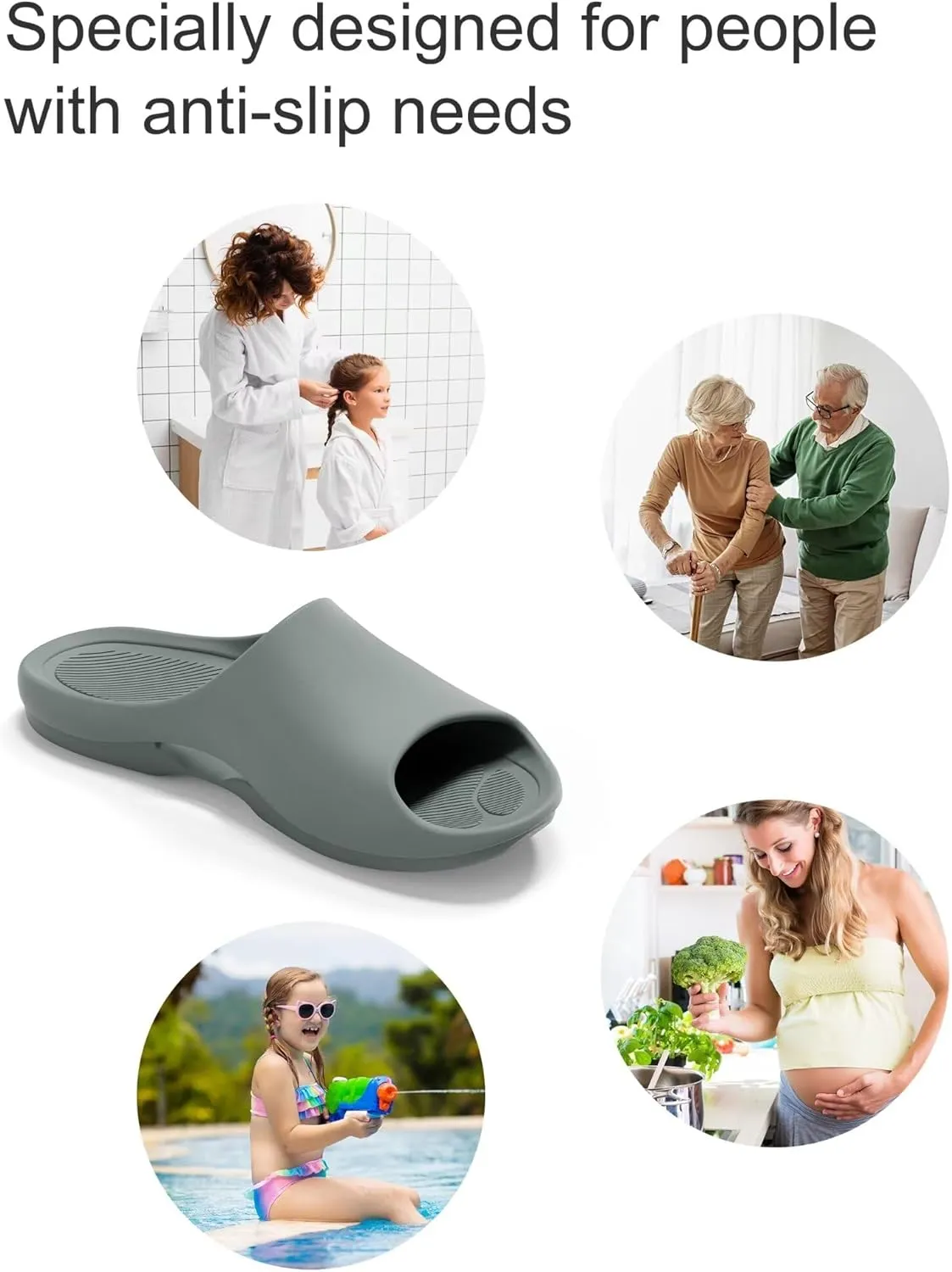 Shower Shoes, Non Slip Slide Sandals for Women and Men, Lightweight House Slippers for Indoor Bathroom Dorm Pool Swimming Beach